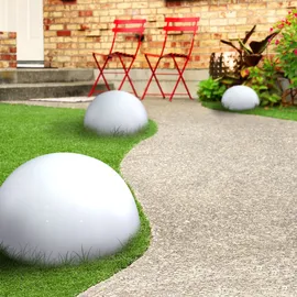 ETC Shop Solarleuchte Halbkugel Kugelleuchte Solar Außen Gartendeko Halbkugel, weiß, LED Leuchtmittel, D 20 cm, 4er Set