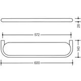 Hewi 477 Ablage 477.03B1000595 600x28x140mm, Glasplatte, matt weiß, matt, felsgrau