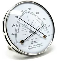 Fischer 142.01-01 Raum-Klimamesser - Synthetic-Hygrometer u. Bimetall-Thermometer mit Edelstahl-Pins - Made in Germany