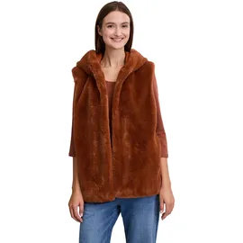 Cartoon Fake Fur-Weste mit Kapuze Brown Patina,38 | 38