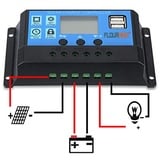 URCheers 10A-30A 12V-24V LED Solarpanel Batterieregler PWM Dual MOS Laderegler (30A)