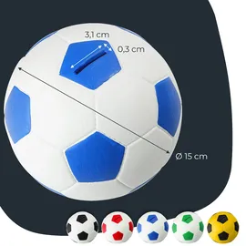 HMF 4790-05 Spardose Fußball Lederoptik 15 cm Durchmesser, Blau Weiß