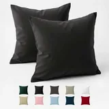 Dreamzie Kissenbezug 65 x 65 Baumwolle Renforcé (2er-Set) - Anthrazit - Dicht gewebt mit 57 Fäden/cm2 - Kissenbezüge 65 x 65 cm - Oeko Tex Zertifiziert