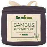 80x80 Kopfkissen Set Anthrazit | Grosser Kissenbezug Allergiker 80x80 cm | Bambus Kissenbezug | Kühlende Kissenbezüge | Sommer und Winter Bettwäsche Weich | Anti Milben Bettwäsche | Bambaw