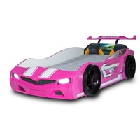 Möbel-Lux Kinderbett SPX, Kinder Autobett Bumer SPX mit LED Scheinwerfer rosa