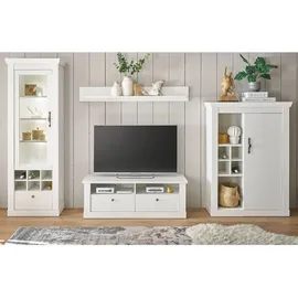 furn.design Wohnwand, Weiß, Holzwerkstoff, Nachbildung,Pinie, 334x201x45 cm, Wohnzimmer, Wohnwände, Wohnwand-Sets