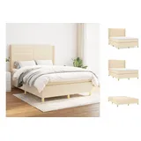 vidaXL Boxspringbett mit Matratze Creme 140x200 cm Stoff