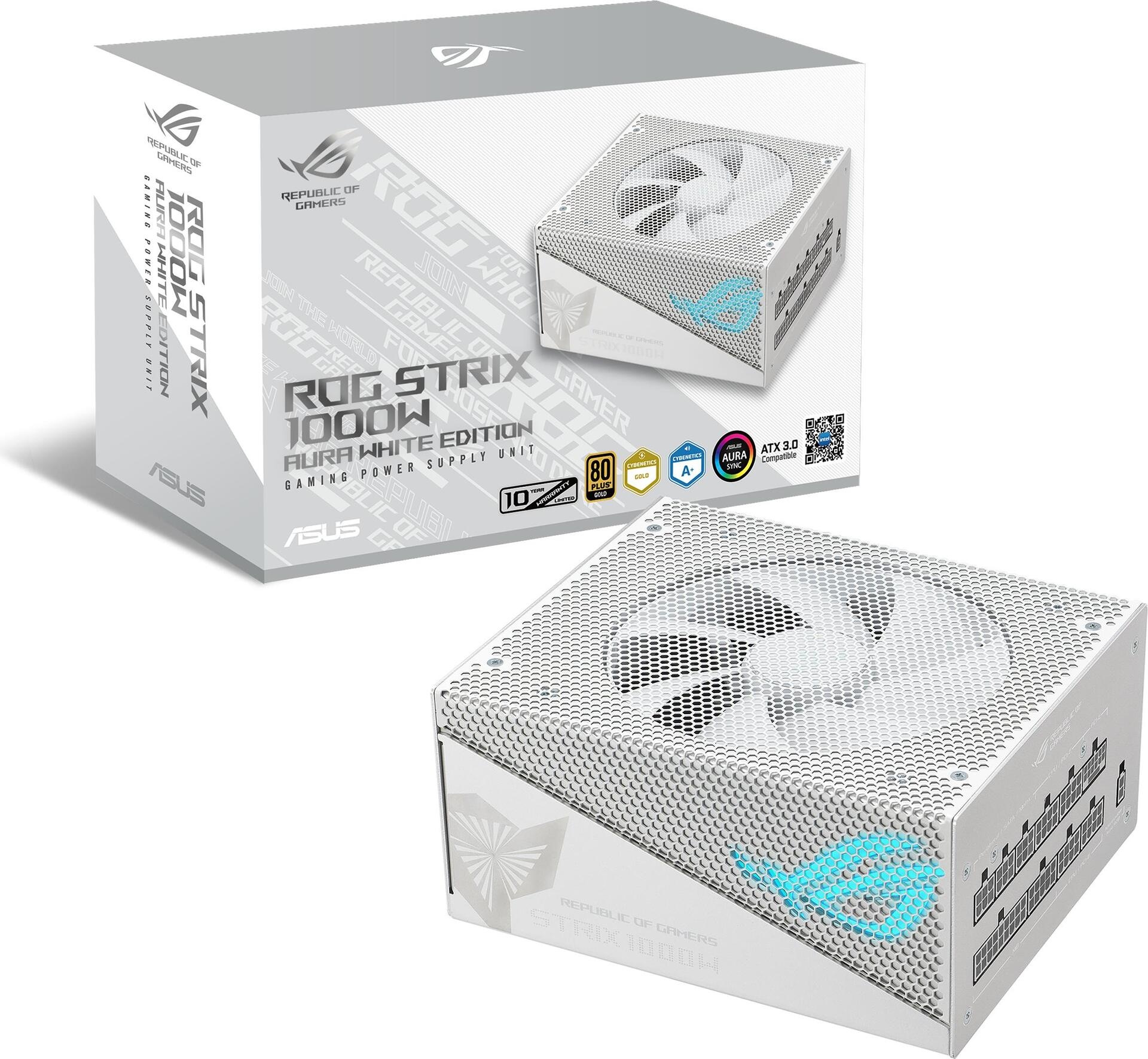 ASUS ROG Strix - White Edition - Netzteil (intern) - ATX12V 3.0/ EPS12V - 80 PLUS Gold - Wechselstrom 100-240 V - 1000 Watt - aktive PFC - weiß (90YE00P5-B0NA00)