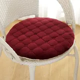 RZYW Sitzkissen Rund Stuhlkissen 40x40cm 6er Set Waschbar Sitzkissen Stuhl rutschfest Sitzpolster Stuhlauflage Cordstoff Bodenkissen für Outdoor Gartenstuhl Küche Esszimmer,Flannel WineRed,4er 45cm