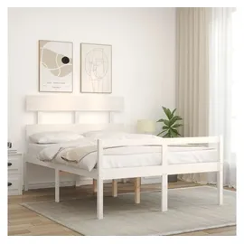 vidaXL Seniorenbett mit Kopfteil Weiß Massivholz