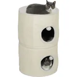 PawHut Kratztonne, 69 cm Hoch Katzentonne mit 2 Höhle, Spielball, Teilbarer Kratzbaum, Katzenturm für Katzen bis 5 kg, Cremeweiß