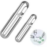 Pillendose Schlüsselanhänger Pillendose Klein Pillendose Metall Pillenbox Reise Tablettenschachtel Wasserdicht Tablettendose Tablettenbox für Outdoor Camping Wandern Klettern (Klein+Groß)