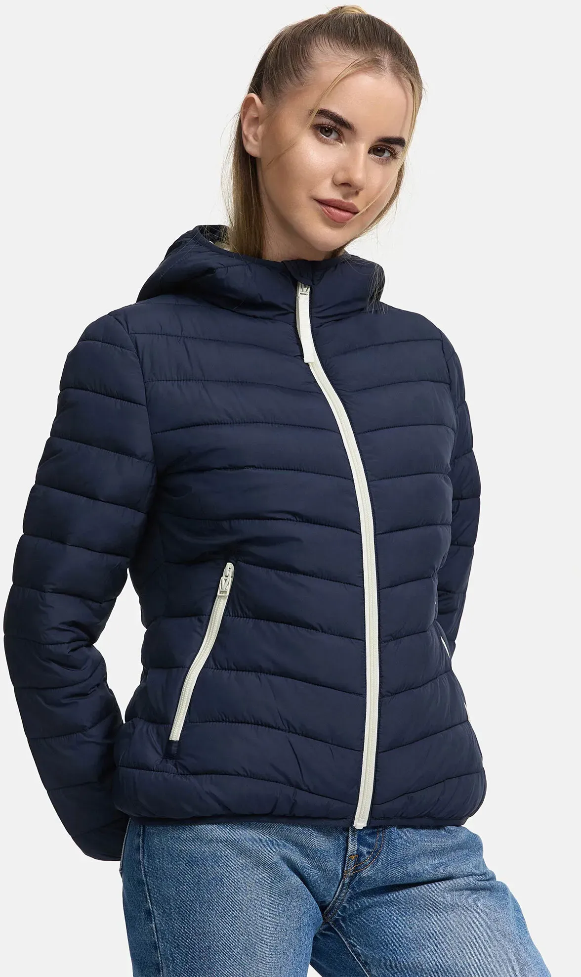 Winterjacke MARIKOO "Pack mich ein" Gr. 2XL, blau (navy) Damen Jacken Mit Kapuze und Beutel zum Verstauen der Jacke