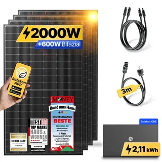 onPower: 2000 Watt Balkonkraftwerk - 3m / ohne Halterung / 2.11 kWh