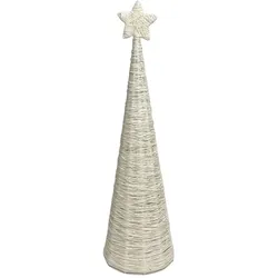 Tarrington House LED Weihnachtsbaum, Rattan, 64 cm, 75 LED, Weiß