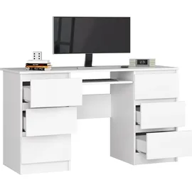 akord furniture factory AKORD A11 in der Farbe Weiß mit 6 Schubladen B135 x H77 x T50 cm