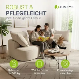Juskys Sofa Tirano - Ecksofa L-Form, inkl. Kissen, 4-Sitzer Eckcouch, Bouclé Creme &