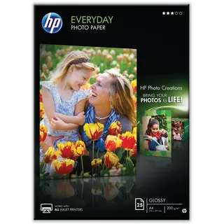 HP Fotopapier glänzend 25 Blatt DIN A4 200 g/qm