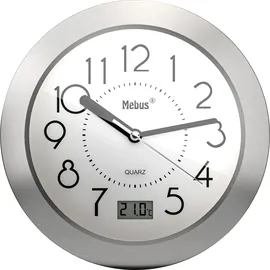 MEBUS Quarz Badezimmeruhr 41964  silber
