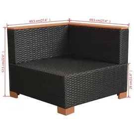 vidaXL Polyrattan Lounge-Set 10-tlg. schwarz inkl. Auflagen 42753