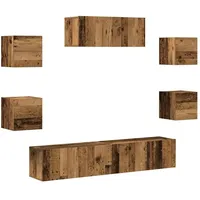 VidaXL 5-teiliges TV-Schrank-Set Wandmontage aus altem Holz