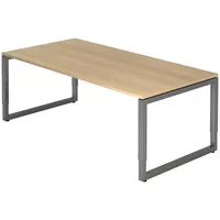 Bümö Schreibtisch Eiche, Graphit, Nachbildung,Eiche, Rechteckig, 200x74x100 cm, FSC