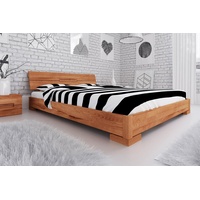 Natur24 Einzelbett Bett Bento 5 Sonderlänge 90x220 Kernbuche Holzkopfteil und Holzbeine braun
