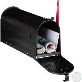 Relaxdays US Mailbox schwarz rot inkl. Zeitungsfach