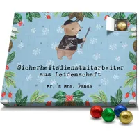 Mr. & Mrs. Panda Schoko Adventskalender Sicherheitsdienstmitarbeiter Leidenschaft - Blau Pastell - Geschenk, Firma, Schokoladen Adventskalender, Ju... - Blau