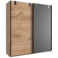 Lomadox Kleiderschrank Schwebetürenschrank, Eiche graphit, Kleiderstange Schlafzimmer