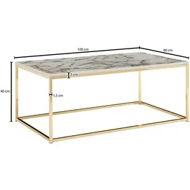 Wohnling Couchtisch rechteckig MDF-Platte weiß, marmor 100,0 x 60,0 x 40,0 cm, 1 St.