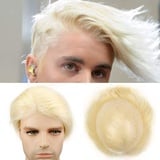 Rubyonly Herren Toupet Blonde Farbe 613 Gerade Remy Menschenhaar-Perücken Ganz Haut PU-Handwerk Größe 10x8 Hair Replacement-System