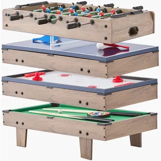 Vevor 4 in 1 Kombi-Spieltisch-Set Airhockey-Tisch (81 cm), Multi-Kombinationstisch mit Pool-Billard & Hockey & Tischfußball & Pingpong & Pushern