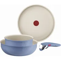Tefal Ingenio Serenity Kochgeschirr-Set 4-teilig, Mineralia Antihaftversiegelung, platzsparend, stapelbar, für alle Herdarten, spülmaschinengeeignet, Blue Salt, L8294S04