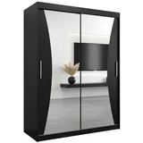 abiks möbel Schwebetürenschrank MONACO 150 x 200 x 62 cm Schwarz