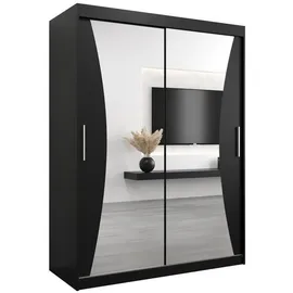 abiks möbel Schwebetürenschrank MONACO 150 x 200 x 62 cm Schwarz