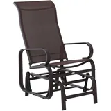 MODFU Garten-Schaukelstuhl Metall Braun mit Mesh-Gewebe, wasserabweisend, UV-beständig und leicht bewegbar
