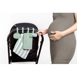 Ubbi On-the-Go Diapering Gift Set, Includes Changing Mat and Bag, Wipes Dispenser, Pacifier Holder and Bag Dispenser, Newborn Essentials, Sage