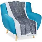 Relaxdays Kuscheldecke grau, weiß, goldene Sternen 150,0 x 200,0 cm