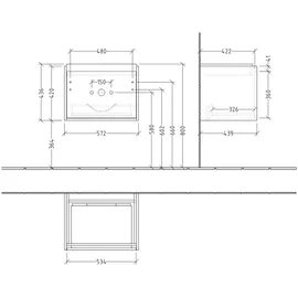 Villeroy & Boch Waschtischunterschrank 1 Auszug 57,2 x 43,6 x 43,9 cm Brilliant White