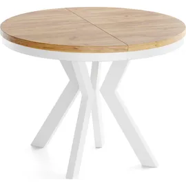 WFL GROUP Runder Ausziehtisch 80-130 x 77 cm braun