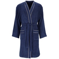 VOSSEN Herrenbademantel Jack, Baumwolle, Kimono-Kragen, Gürtel blau