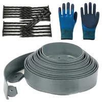 Flexible Rasenkante Kunststoff 10m×5cm - Garteneinfassung mit 60 Erdanker + Handschuhe, Halbrund kunststoff rasenkante,stein rasenkante,Beeteinfassung einfach verlegen, kein Graben nötig (Grau)
