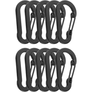ORTAVA 10 Stück Karabinerhaken 5cm, Mini Karabiner Schwarz Aluminium D-Clip, Karabinerhaken Klein Schlüsselanhänger für Camping, Reisen, Wandern, Angeln, Rucksack, Gürtel.