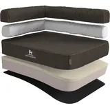 Knuffelwuff Orthopädisches Eck Hundebett Marlie Hundesofa aus Velours mit Handwebcharakter XXL 120 x 80cm Lehne Links Schwarz - abnehmbarer Bezug - waschbar - für große, mittelgroße und kleine Hunde