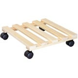 Wagner Pflanzenroller PALETTI 35 x 35 x 8 cm für Innenbereich, Kiefer natur I Blumenroller aus FSC®-zertifiziertem Massivholz I Kübelroller aus Holz I Tragkraft 100 kg - 20003401