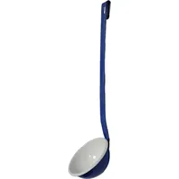 Linoows Emaille Milchlöffel, Suppenkelle, Nostalgie Schöpfkelle weiß- blau