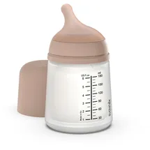 Suavinex Suavinex, Zero Zero Anti-Kolik Babyflasche mit langsamem Nahrungsfluss (S) aus Silikon, +0 Monate, Babyflasche für Neugeborene, kompatibel mit dem Stillen, 180 ml, Medium