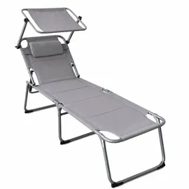 BigDean Sonnenliege 193 x 59 x 45 cm Grau