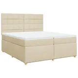 vidaXL Boxspringbett mit Matratze Creme 200x200 cm Stoff